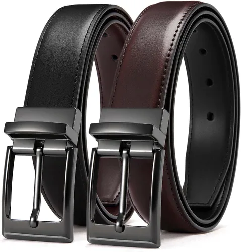 Vista 17 de CHAOREN Cinturón reversible para hombre, 1 pieza, cinturón de vestir de Negro/Marrón