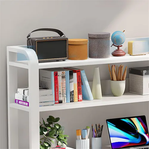 Vista 3 de Mesa rectangular de almacenamiento para niños con 3 cajones, estantería moderna, estantes para mesa de escritura, escritorio de trabajo, mesa de PC