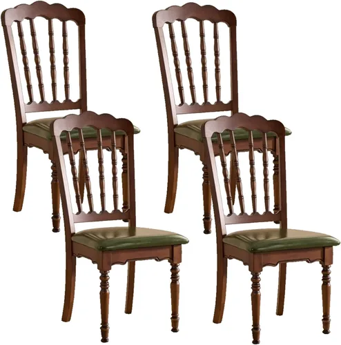 Vista 22 de Wooden Dining Chairs Set of 4 Upholstered Kitchen Chair with Slatted Backrest, Classic Armless Dining Chair for Restaurants/Kitchens(Fabric Cushion