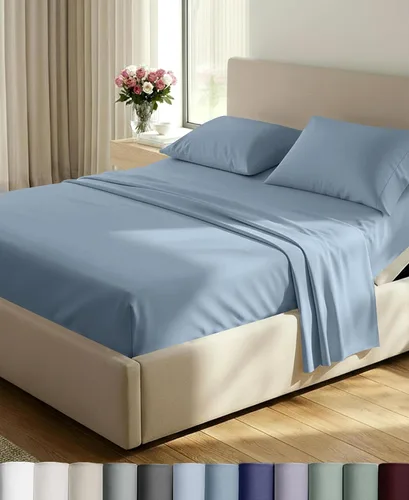 Vista 36 de California Design Den Juego de sábanas de lujo tamaño Queen, 800 hilos, 100% satén de algodón para cama tamaño Queen, juego de ropa de cama con Beige