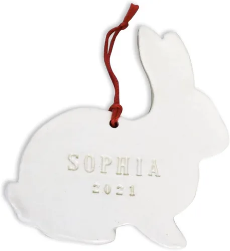 Vista 6 de Personalized Bunny Ornament 2025, Rabbit Christmas Ornament, First Christmas Ornament, Baby Ornament, Child Ornament, Holiday Gift