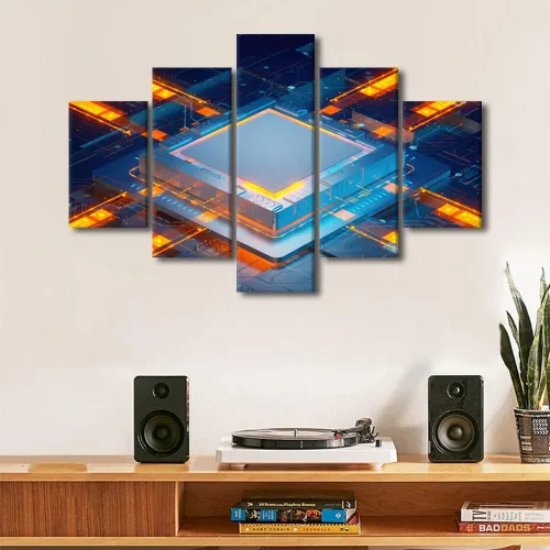 Vista 28 de TUMOVO Arte de pared para oficina C, almacenamiento, imágenes, impresión en lienzo, placa de circuito, tecnología de decoración del hogar, arte