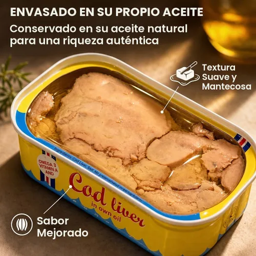 Vista 5 de Hígado de bacalao en aceite propio, 4.3 onzas (paquete de 20)