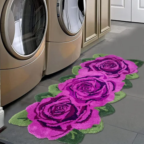 Vista 19 de USTIDE Tapete de baño de rosa esponjoso de 23.6 x 35.4 pulgadas, tapete de baño antideslizante para baño, cocina, sala de estar o dormitorio