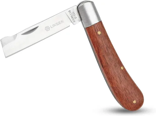 Vista 4 de Cuchillo de poda e injerto, herramienta de brotes de jardín de acero inoxidable, herramienta de corte múltiple de bolsillo plegable para deshierbar