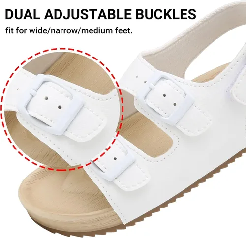 Vista 2 de Sandalias ajustables de doble hebilla para niñas y niños, zapatos de verano ligeros con velcro para niños pequeños y grandes