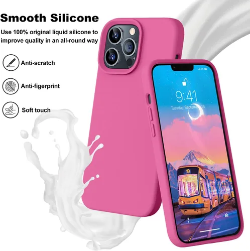 Vista 2 de Funda compatible con iPhone 13 Pro de 6.1 pulgadas, silicona líquida premium con [forro de microfibra suave antiarañazos] Funda protectora de goma
