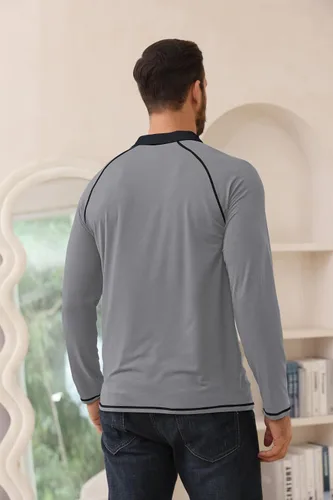 Vista 3 de Polo de manga larga para hombre, polo de golf ligero, ajuste regular, raglán