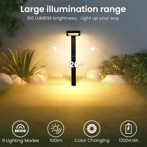 Vista 6 de Paquete de 6 luces solares inteligentes que cambian de color y sincronizan, luces solares impermeables para exteriores, 9 modos