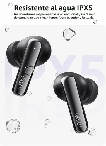 Vista 7 de QCY MeloBuds N70 Auriculares inalámbricos híbridos adaptativos con cancelación activa de ruido, Bluetooth 6.0 con 6 micrófonos para llamadas claras
