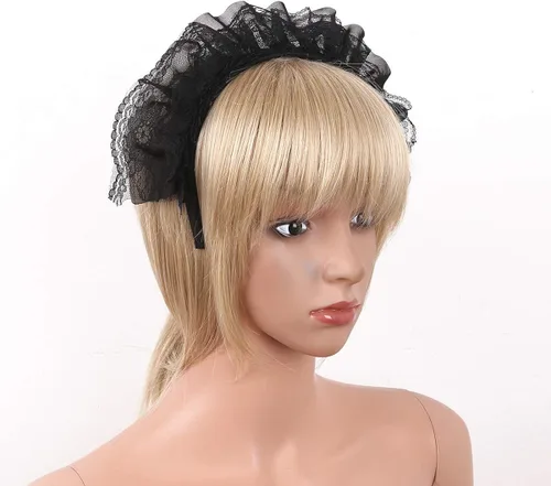 Vista 3 de YiZYiF - Diadema gótica de encaje con volantes accesorio para el pelo para mujeres y niñas