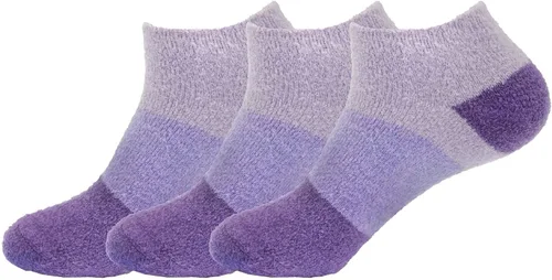 Vista 26 de BambooMN Calcetines de spa de nailon mullidos con infusión de aloe para mujer, color morado lavanda, 3 pares