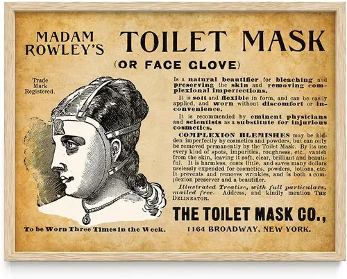 Vista 12 de Madam Rowley's Toilet Mask Advertisement Vintage Beauty Framed Wall Decor Victorian Cosmetic History Artwork Antique Skincare Illustration