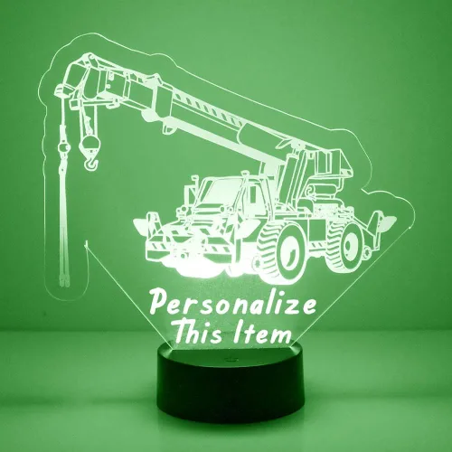 Vista 2 de Lámpara de luz nocturna con letrero LED de grúa de construcción personalizada con control remoto, pantalla iluminada con nombre o imagen