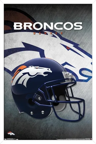 Vista 15 de Trends International NFL Denver Broncos - Póster de pared con casco 16, 14.725 x 22.375 pulgadas, versión enmarcada de madera de granero Versión