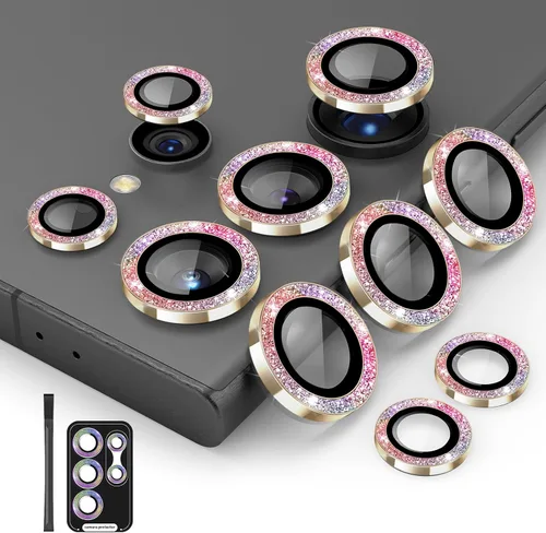 Vista 23 de Para Galaxy S24 Ultra Protector de lente de cámara Anillo de aleación de aluminio individual 9H Vidrio templado Accesorios decorativos Cubierta