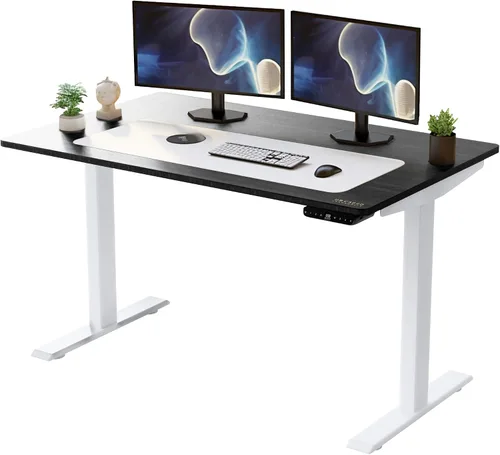 Vista 10 de Rise Up - Escritorio eléctrico de pie de altura ajustable de 24 a 49 pulgadas, doble motor, escritorio de pie grande de bambú de una pieza, 48 x 30