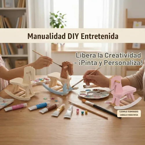Vista 4 de Toddmomy Mini caballo mecedor de madera, 3 juegos de figuras de caballo mecedora sin terminar y decoraciones de árbol de Navidad para pintura