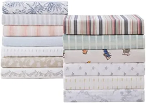 Vista 8 de Tommy Bahama - Juego de sábanas de percal de algodón tamaño Queen, fresco y elegante, juego de ropa de cama (Ala Moana Stripe Blue, Queen)