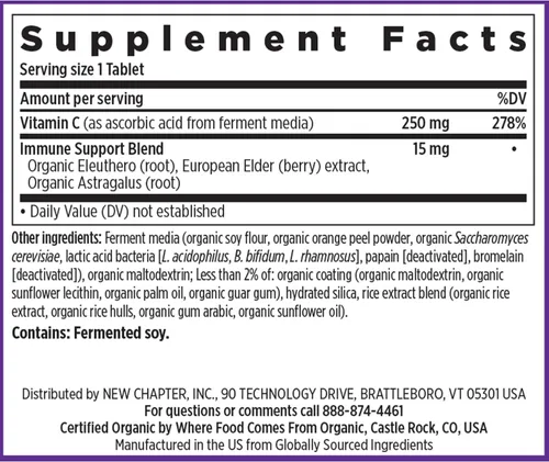 Vista 6 de New Chapter Vitamina C + saúco con vitamina C fermentada, hierbas integrales + protección de colágeno, 60 unidades (paquete de 1)