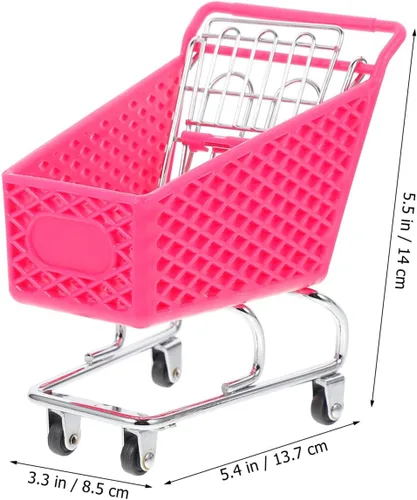 Vista 3 de DOITOOL - Carrito de compras mini de color aleatorio de 14 cm de altura, de hierro forjado, para almacenamiento de muñecas, suministros