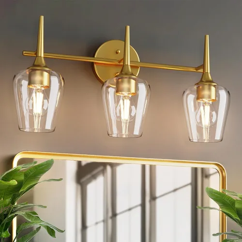 Vista 9 de Luz de Tocador Negra de 2 Luces Estilo Granja Moderno Lámpara de Baño con Pantallas en Forma de Copa de Vino para Espejo de 16 Pulgadas, Aplique