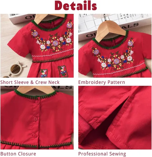 Vista 2 de Aalizzwell Vestido bordado de manga corta para bebé niña pequeña