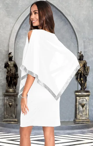 Vista 5 de KOH KOH Minivestido midi elegante para mujer 2025 con capa de cóctel elegante y modesto para dama de honor