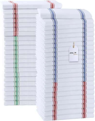 Vista 17 de Paquete de 30 paños de cocina de 100 % algodón con rayas azules, paños de cocina de 15 x 25 pulgadas, paños de cocina para lavar platos, trapos