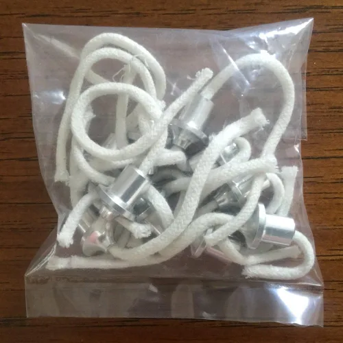 Vista 2 de Firefly Fuels - Soportes pequeños de aluminio para mecha de 5/16 pulgadas con mechas de algodón de 0.102 in, 10 unidades, juego reutilizable