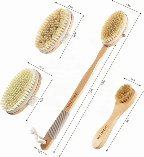 Vista 4 de DEBETOOL Dry Brush Set with 3 Detachable Heads, Natural Boar Bristle