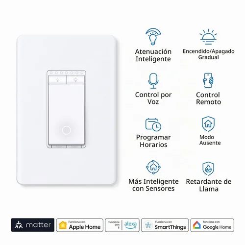 Vista 2 de TP-Link Tapo Matter - Interruptor de atenuación inteligente: control de voz con Siri, Alexa y Google Assistant, certificado UL, temporizador