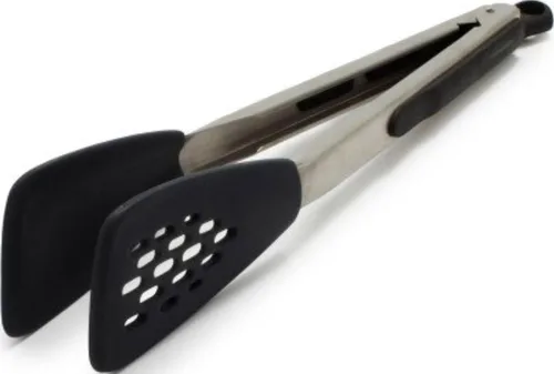 Vista 8 de OXO Good Grips - Pinzas flexibles de silicona, acero inoxidable, color negro y Good Grips
