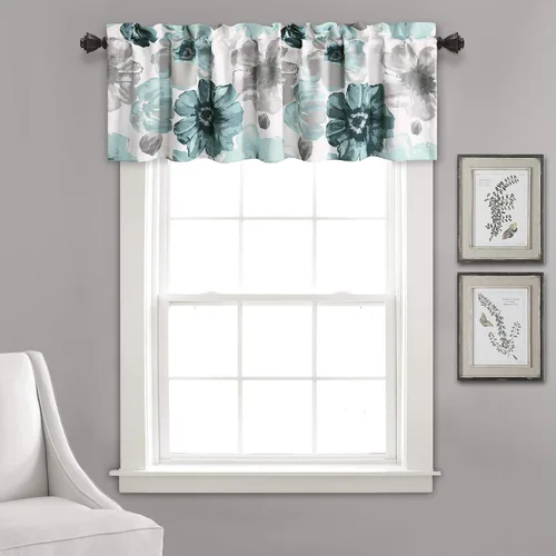 Vista 25 de Lush Decor Julie - Paneles de cortinas de ventana con aislamiento floral y ojales 100% opacas, par, 38" de ancho x 95" de largo, azul y verde Azul
