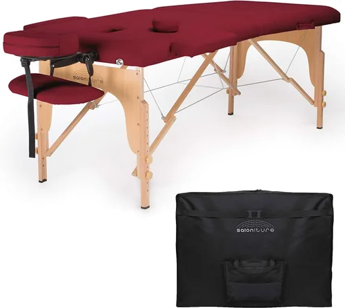 Vista 8 de Saloniture - Mesa de masaje plegable portátil profesional con estuche de transporte, color negro