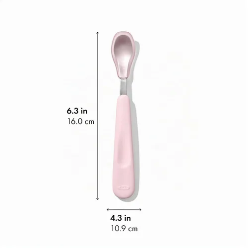 Vista 2 de OXO TOT Juego de cucharas de alimentación W Ópalo de silicona suave y flor Ópalo y flor