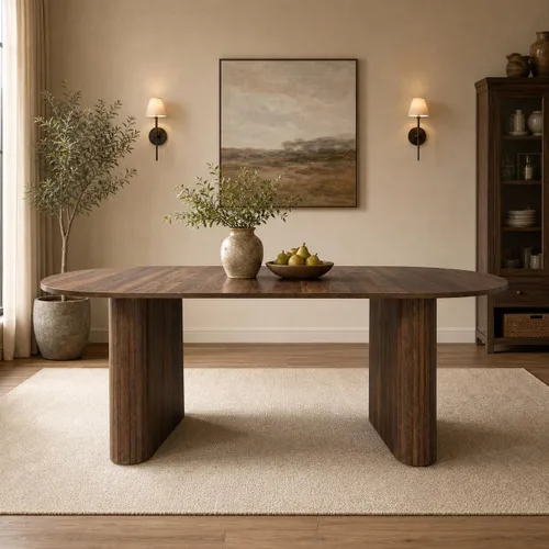 Vista 23 de WILLIAMSPACE Mesa de Comedor Extensible de Madera de 106" para 8 a 12, Mesa de Cocina Rectangular Rústica Campestre, Mesa de Comedor Grande