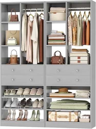 Vista 21 de Besiost Sistema de Armario Pequeño, Sistema Organizador de Armario de Madera de 28"/2.3 Pies con Cajones y Estantes, Sistemas de Armario Walk-in