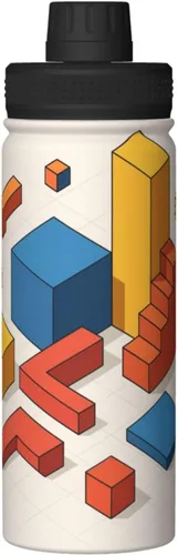 Vista 9 de Hervidor de agua aislado isométrico 3D de acero inoxidable Impresión divertida botella de agua aislada Ideal para deportes y viajes