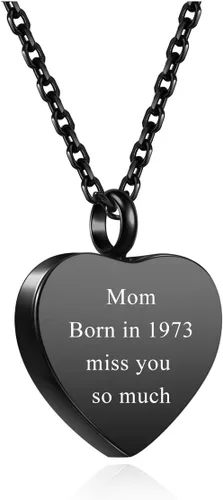 Vista 8 de Personalized Master Collar personalizado de urna de cremación con foto y texto, collar de urna de corazón para cenizas, joyería de recuerdo