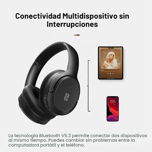 Vista 7 de Calmbee Auriculares híbridos con cancelación activa de ruido inalámbricos Negro