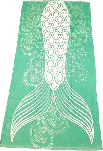 Vista 6 de Toalla de playa grande con estampado de moda de verano (cola de sirena rosa)