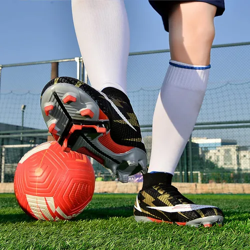 Vista 6 de Botas de fútbol para hombre, zapatos de fútbol, zapatos de punta, zapatillas de deporte cómodas para adultos, atlético, al aire