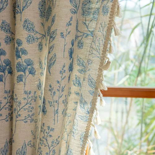Vista 25 de ENJOYBRIDAL - Cortinas azules florales de 63 pulgadas, juego de 2 paneles, cortinas semi transparentes, cortinas cortas para sala de estar, bolsillo