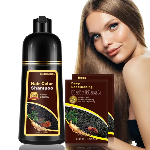 Vista 15 de Champú de tinte para cabello negro para cabello gris, champú instantáneo de color de cabello, champú de larga duración, champú para cabello negro