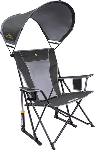 Vista 18 de GCI Outdoor Comfort Pro Mecedora para Acampar Silla mecedora plegable portátil con reposabrazos duraderos y portavasos — Rosado