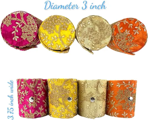 Vista 6 de LOVENSPIRE Caja organizadora de brazaletes para mujeres y niñas, bolsa de almacenamiento de joyas surtidas a granel, hermosa funda bordada, regalo