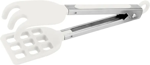 Vista 8 de Tovolo Pinzas de cocina de silicona para cocinar, pinzas pequeñas planas de acero inoxidable con puntas de silicona para ensaladas, gofres belgas