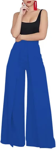 Vista 8 de Lrady Pantalones largos estilo palazzo casuales de cintura alta y pierna ancha pierna ancha piernas abiertas ajuste holgado elegantes pantalones