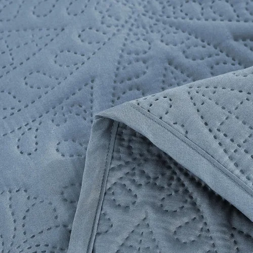 Vista 6 de Chezmoi Collection Austin - Juego de colcha tamaño matrimonial/doble, colcha de microfibra ligera acolchada Pinsonic de 3 piezas, color azul grisáceo